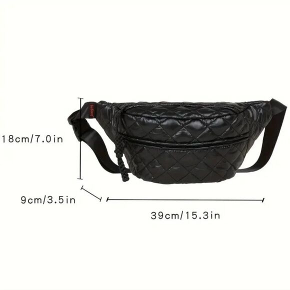 Stylish Quilted Chest Sling Travel Bag in Silver, Bronze or Black Tone - Picture 8 of 9